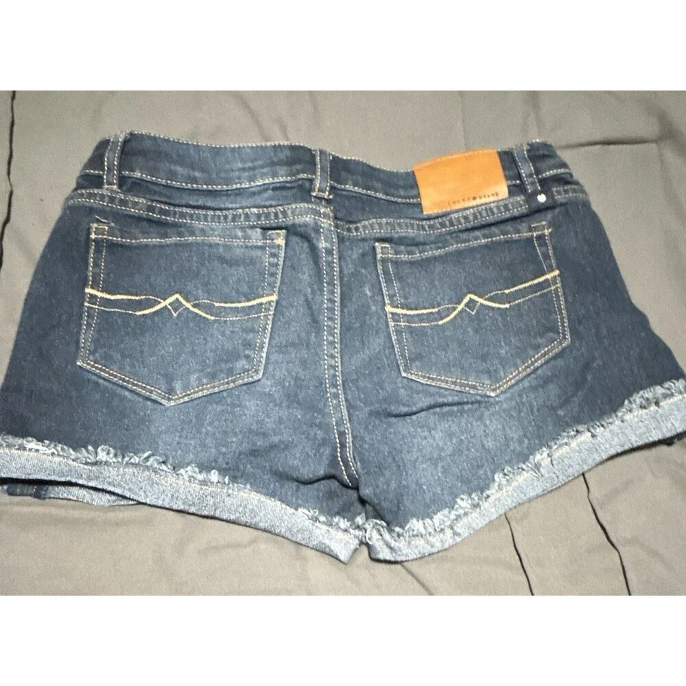 Lucky Brand Riley Girls Dark Wash Denim Cut Off Shorts Distressed Frayed-Size 14